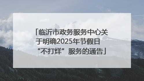 临沂市政务服务中心关于明确2025年节假日“不打烊”服务的通告